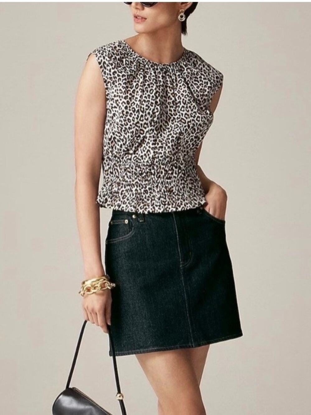 J. Crew Hyacinth Top Leopard Cotton Poplin XS Style CI551